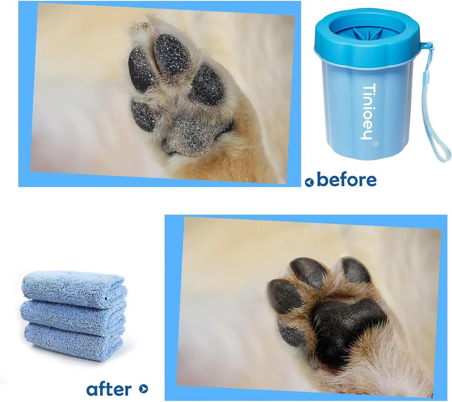 Dog Paw Cleaner for Dogs, Dog Paw Washer, Pet Paw Cleaner Muddy Paws Cleaner, Dog Foot Cleaner (With 3 Absorbent Towels), Dog Walking Accessories Dog Gifts